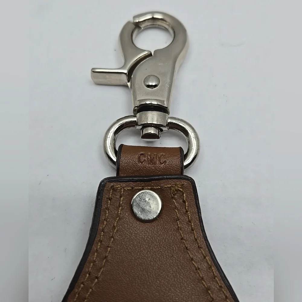 CMC Talega Golf Club Clip On Watch Bag Tag Silver Tone Brown Leather New Battery